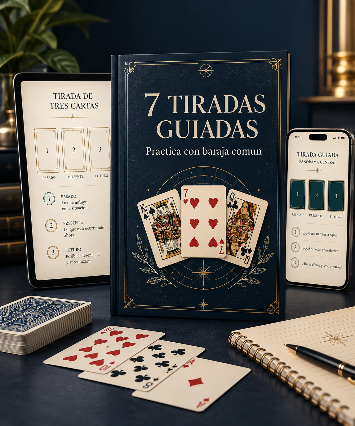 Mockup del Bono 3: 7 Tiradas Guiadas con baraja común